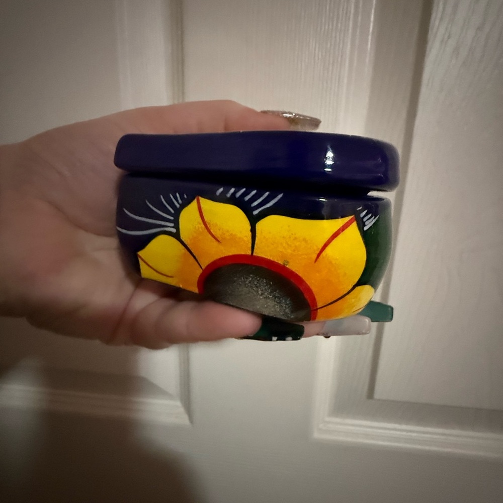 Colorful Hand-Painted Ceramic Trinket Box